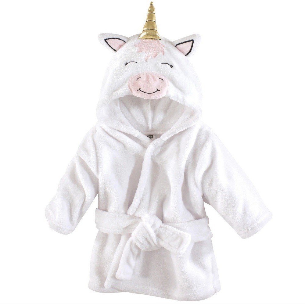 Hudson Baby Unicorn Robe Infant Girl 0-9 Month‎ White Soft Plush Bathrobe Hooded